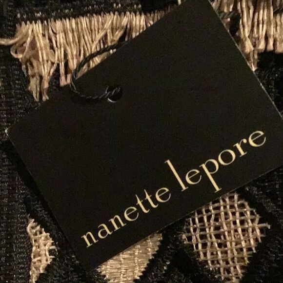 Nanette Lepore Black Tan EFFORTLESS Geo-Lace Fringed Geometric Sheath Dress - Picture 14 of 16